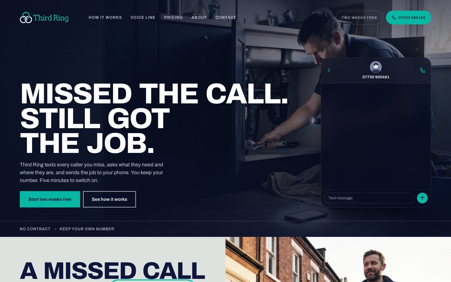 Third Ring homepage: missed the call, still got the job