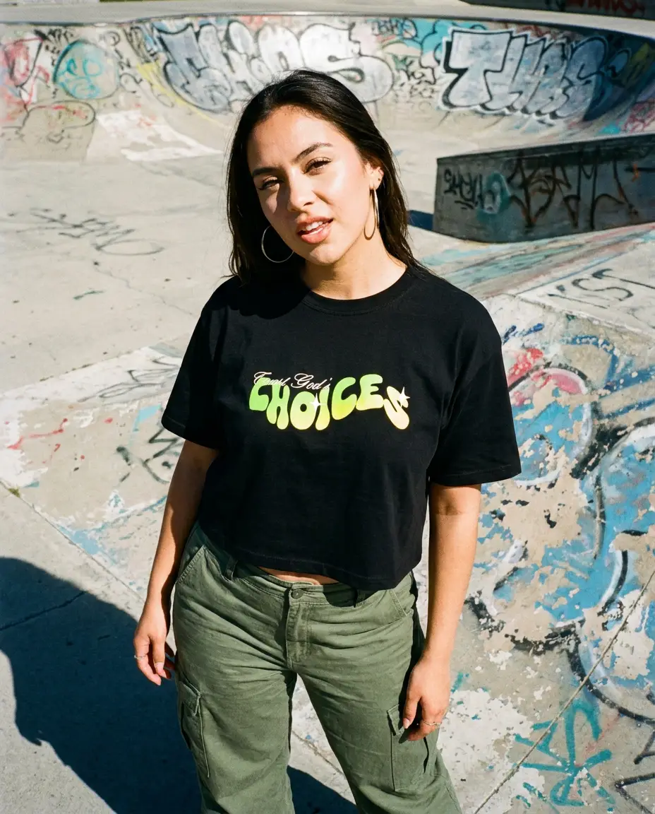 Acid Crop Tee [Black] worn